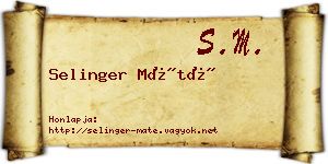Selinger Máté névjegykártya